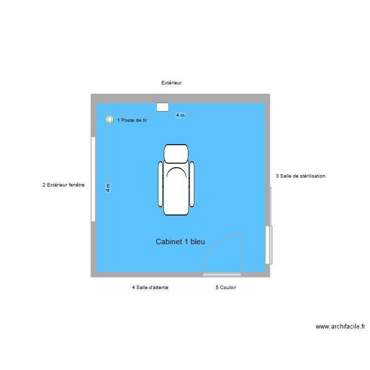 31292 Cabinet 1 Bleu. Plan de 1 pièce et 16 m2