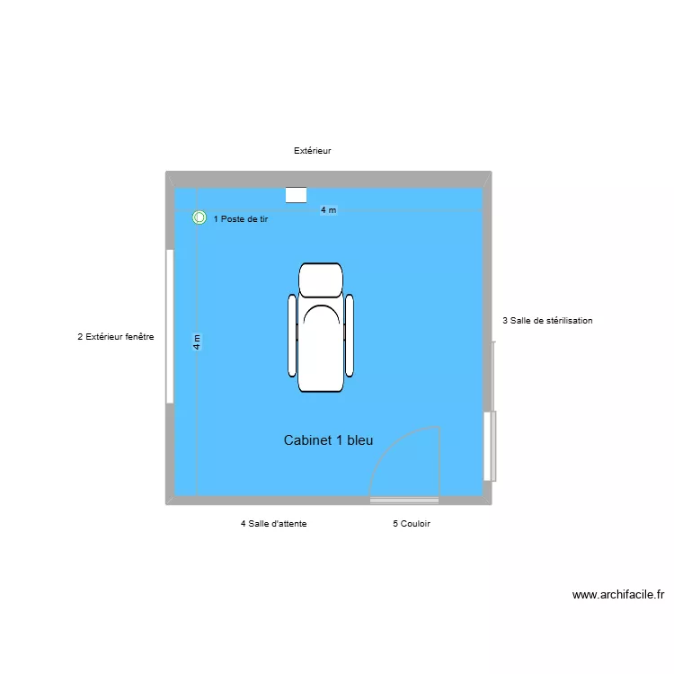 31292 Cabinet 1 Bleu. Plan de 1  et 16 m²