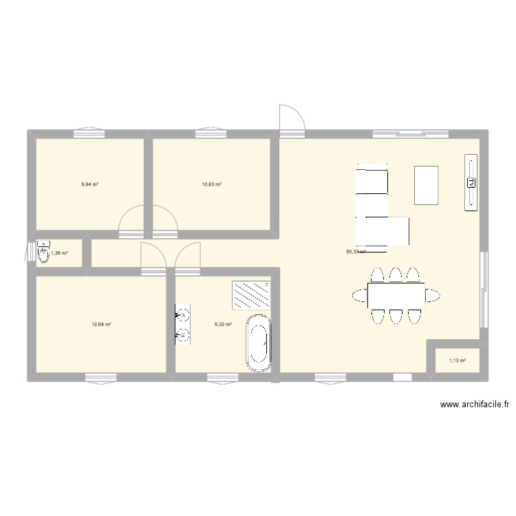 Maison KJT. Plan de 7 pièces et 96 m2