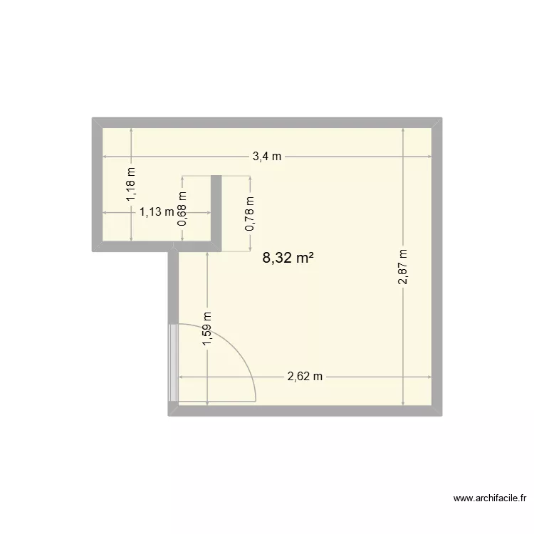 BV RENO. Plan de 1 pièce et 8 m²