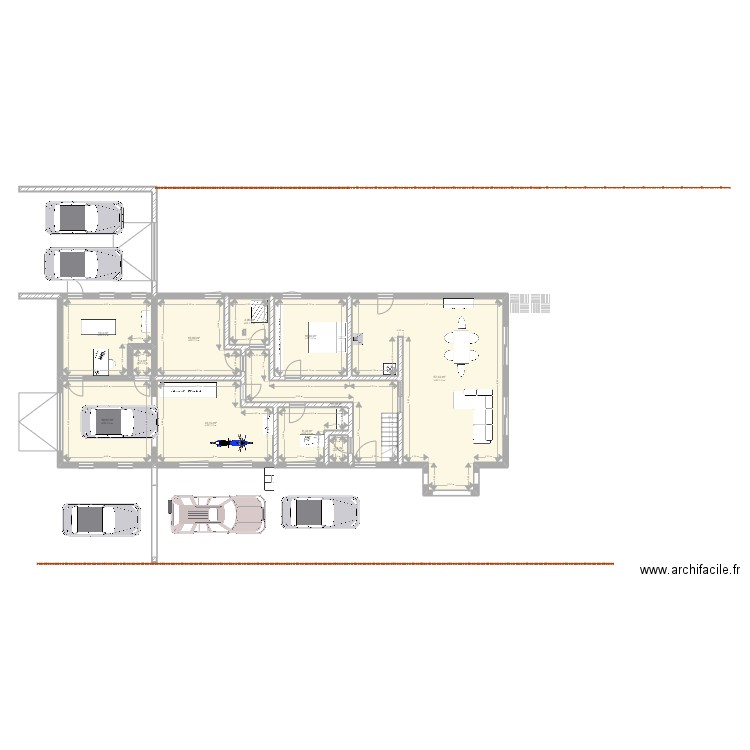 Extension en maison. Plan de 11 pièces et 181 m2