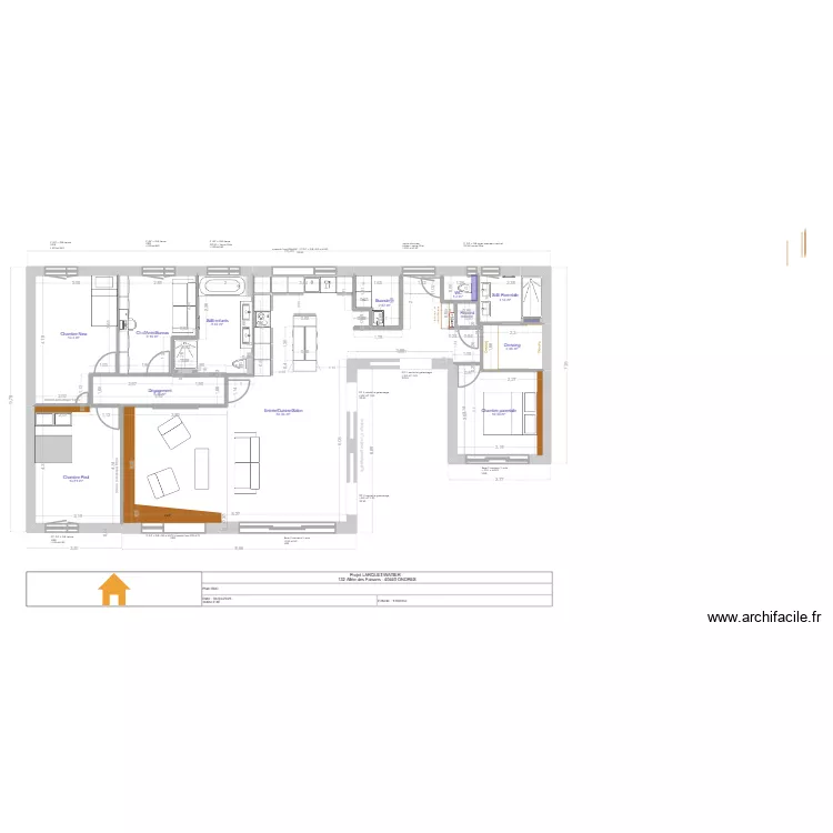 projet  LARQUET/WATIER : am&eacute;nagement 03.11.25. Plan de 12  et 136 m²