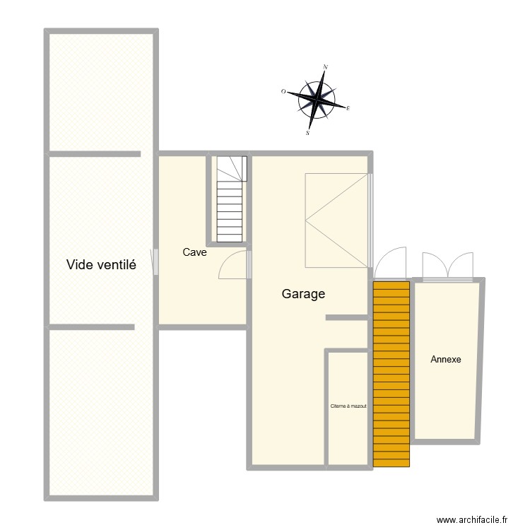 Sous-sol. Plan de 6 pièces et 109 m2
