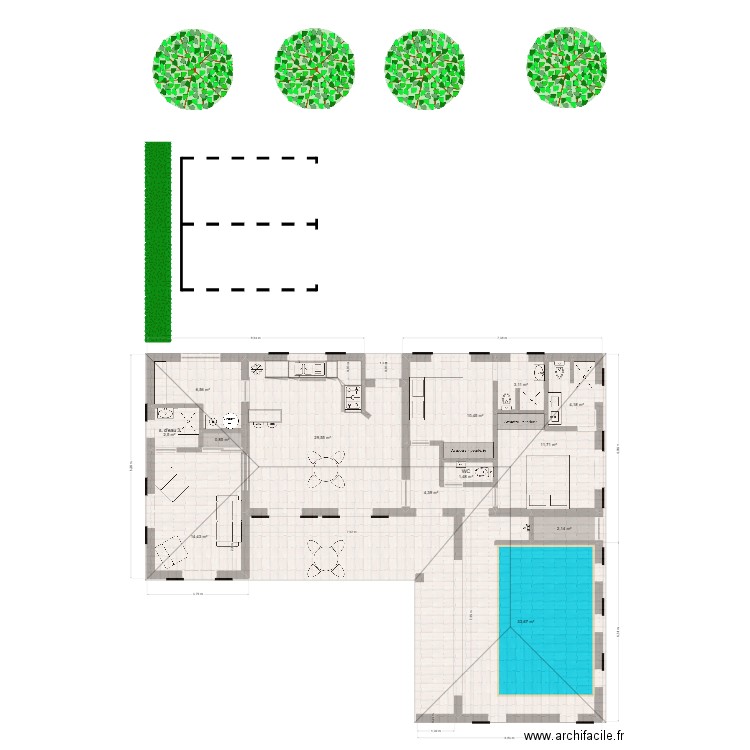 allemagne 4 bis piscine intégrée. Plan de 13 pièces et 125 m2