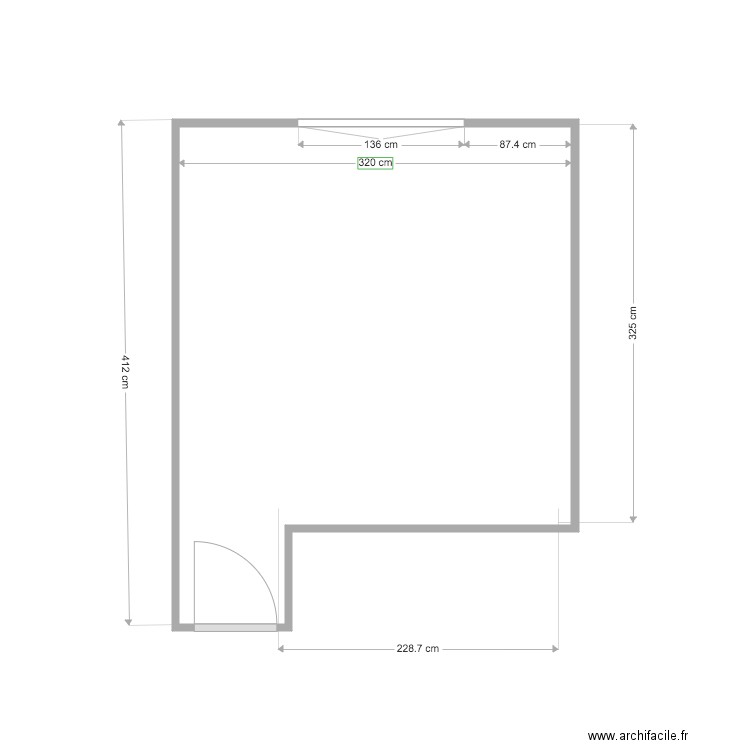 Chambre VIDE. Plan de 1 pièce et 11 m2
