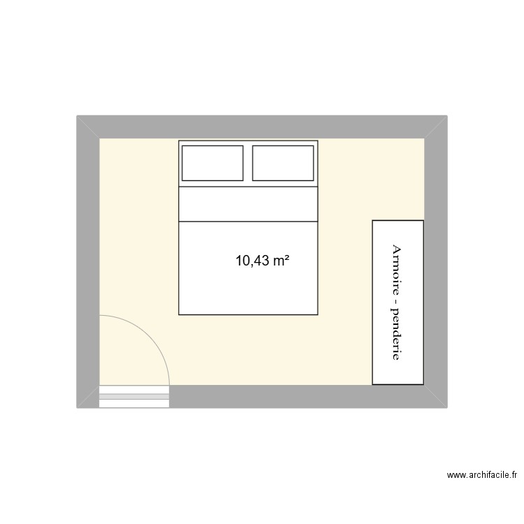 Chambre actuelle. Plan de 1 pièce et 10 m2