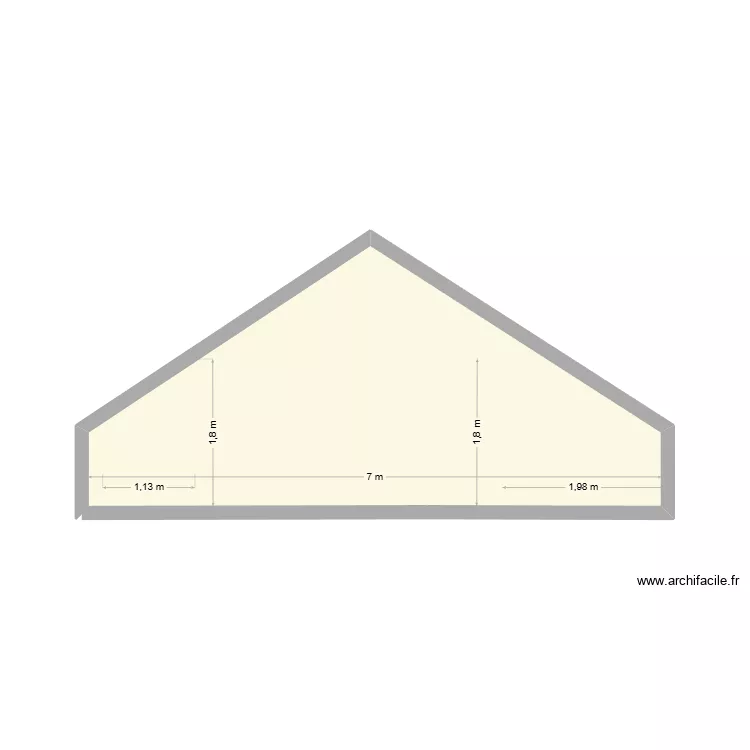 coupe. Plan de 1  et 14 m²