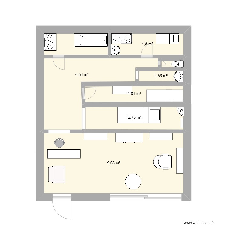 escale beauté. Plan de 6 pièces et 23 m2