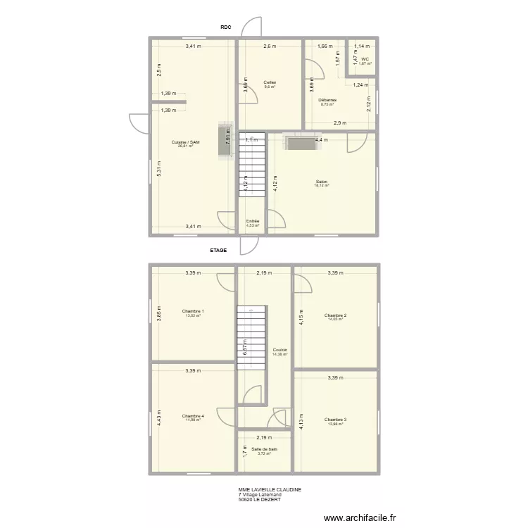LAVIEILLLE CLAUDINE. Plan de 12 Pièces et 144 m² LAVIEILLLE CLAUDINE. Plan de 12 Pièces et 144 m²