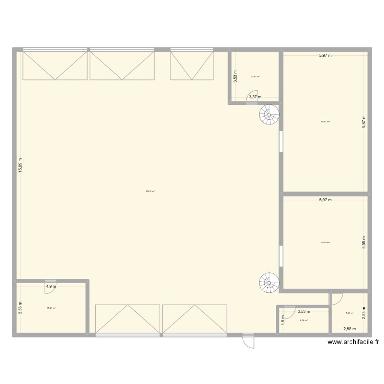 Kennedy. Plan de 7 pièces et 475 m2
