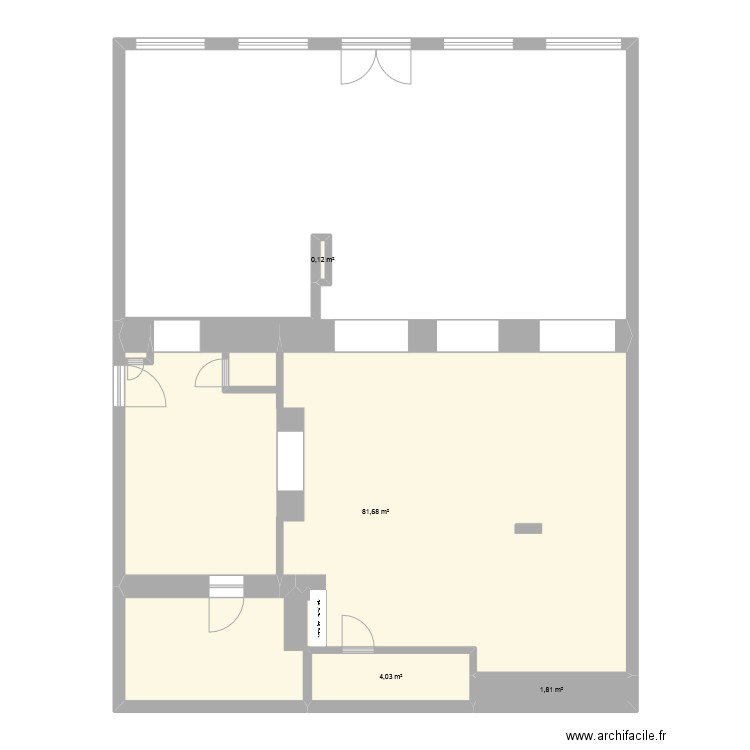 avant travaux. Plan de 4 pièces et 88 m2