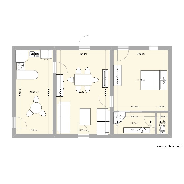 Appartement 4/2 REZ. Plan de 0 pièce et 0 m2