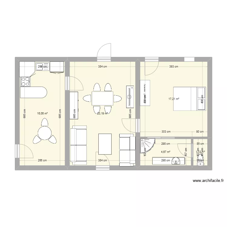 Appartement 4/2 REZ. Plan de 