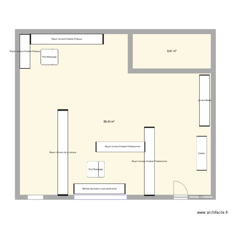 Plan B2. Plan de 2 pièces et 98 m2