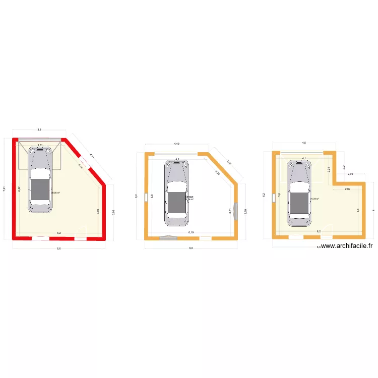 Garage en L. Plan de 