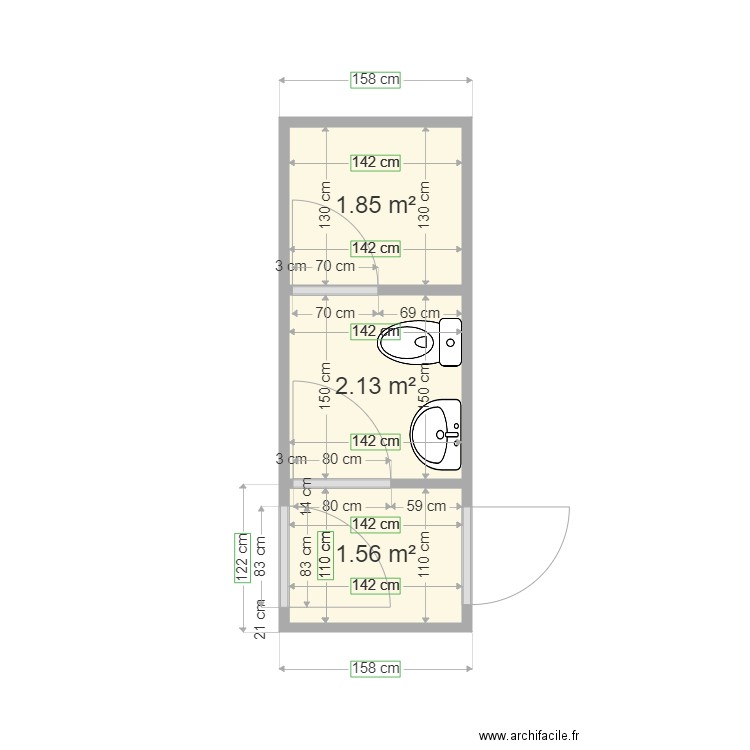 LOKACASE SUD. Plan de 3 pièces et 6 m2