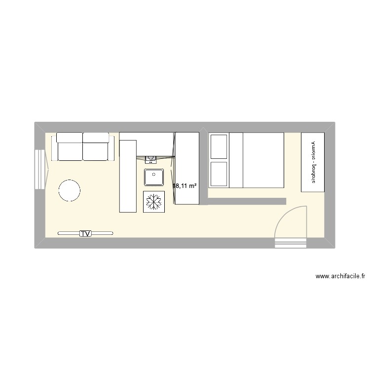 roi de Sicile. Plan de 1 pièce et 18 m2