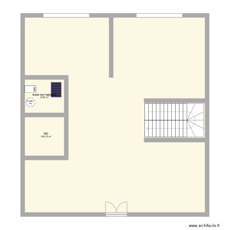 rdc. Plan de 2 pièces et 142 m2
