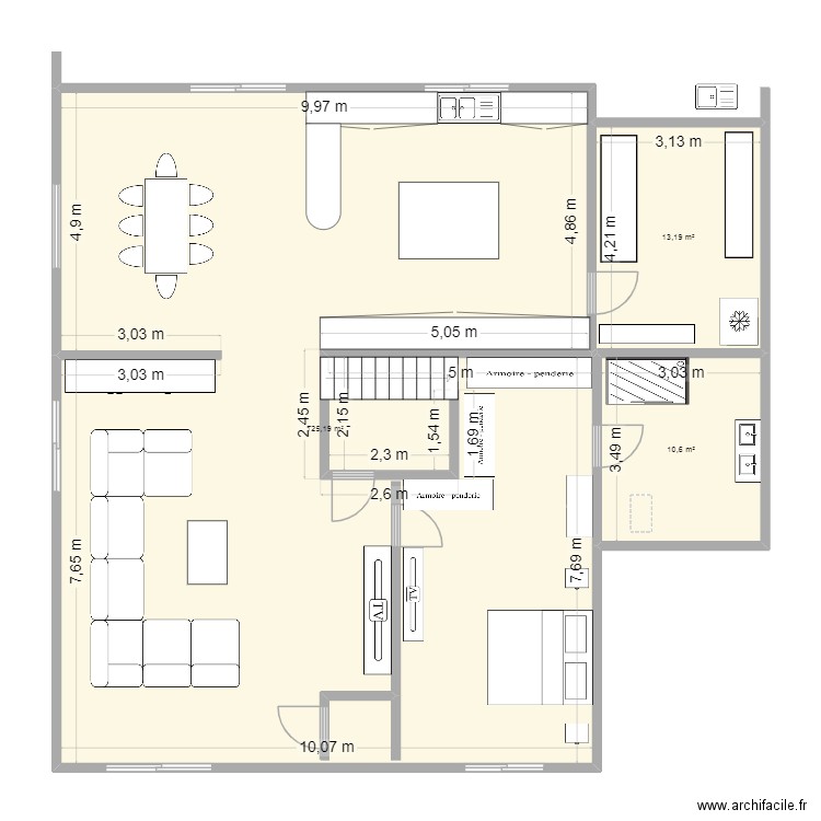 maison extention. Plan de 3 pièces et 149 m2