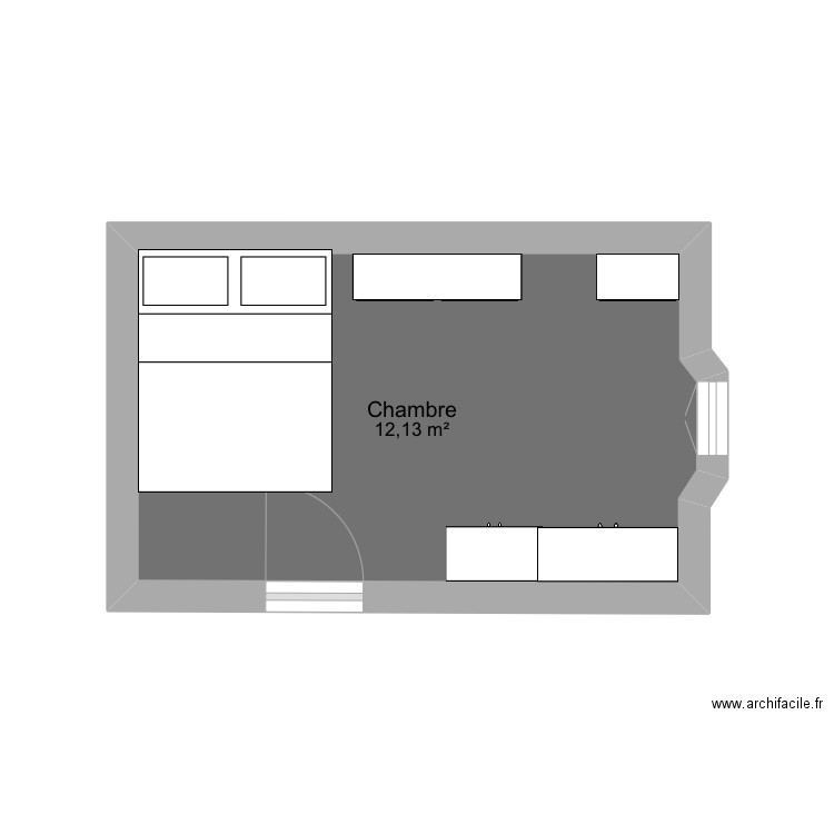 New. Plan de 1 pièce et 12 m2