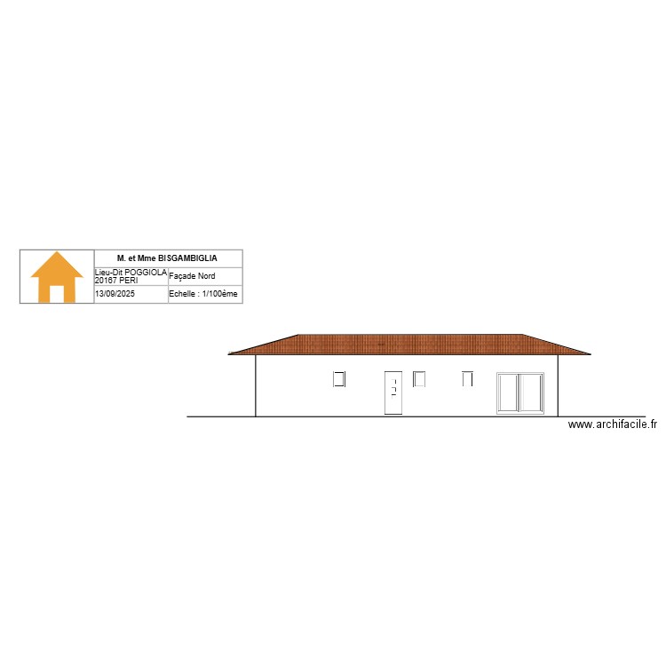 Facade Nord BISGAMBIGLIA. Plan de 0 pièce et 0 m2