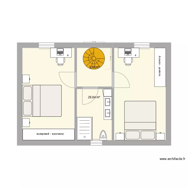 V1 35ms étage. Plan de 2 et 33 m² V1 35ms étage. Plan de 2 et 33 m²