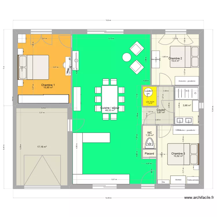 Chataignier. Plan de 10  et 113 m²