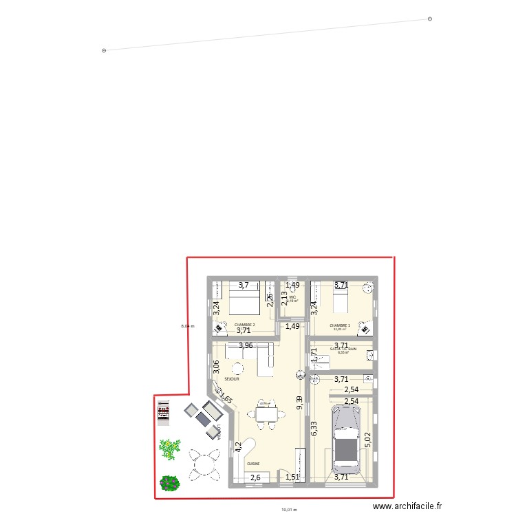 plan finalisé sans aménagements. Plan de 6 pièces et 98 m2