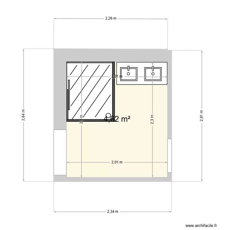 1ER-V1-SDB. Plan de 1  et 5 m²