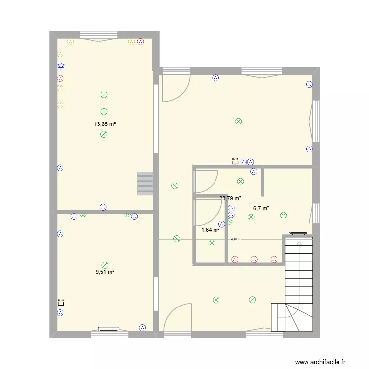 RDC maison de la minerve plan &eacute;lec. Plan de 5  et 55 m²