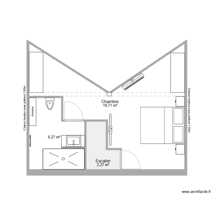 Plan d&eacute;finitif - Etage - Maison 60 Saint Louis. Plan de 