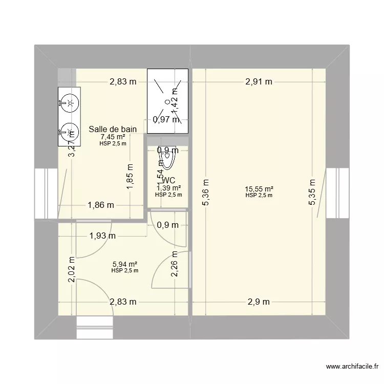 Am&eacute;nagement. Plan de 4 pièces et 30 m²