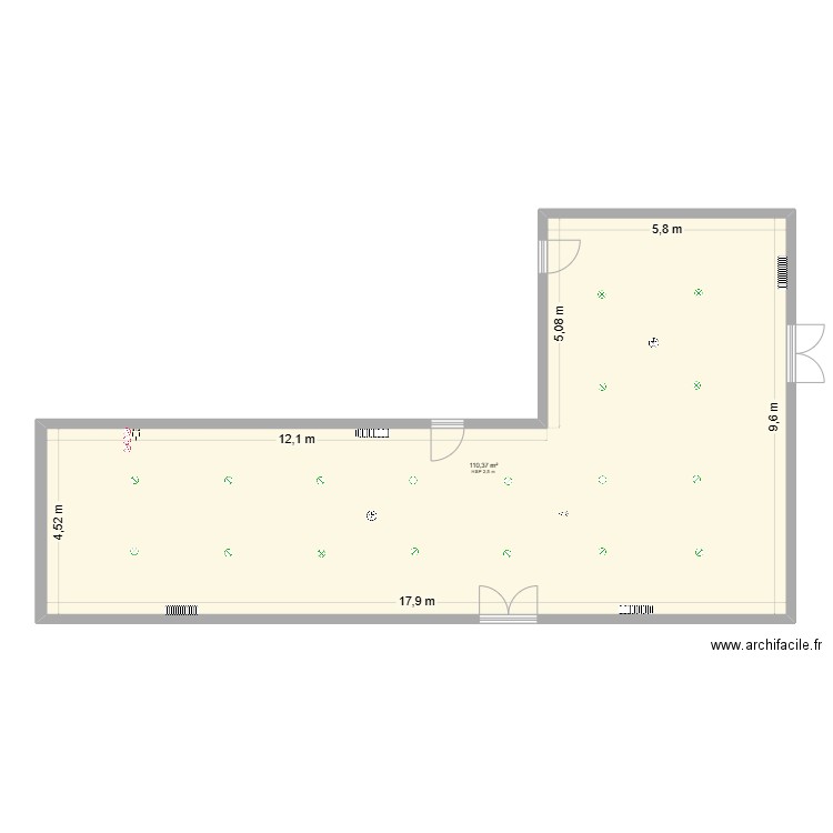 SAB-BatB. Plan de 1 pièce et 110 m2