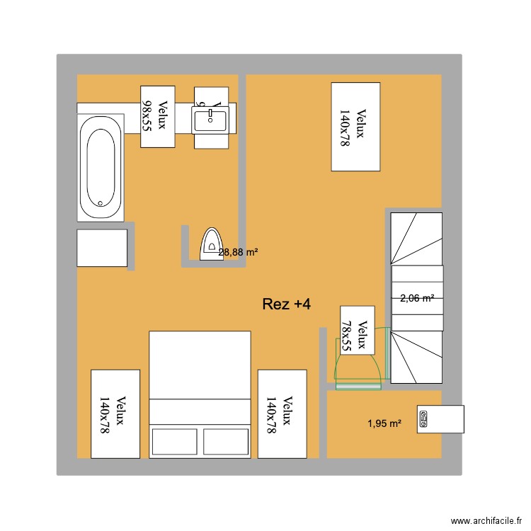 Marie José Rez 4 Permis 2025. Plan de 3 pièces et 33 m2