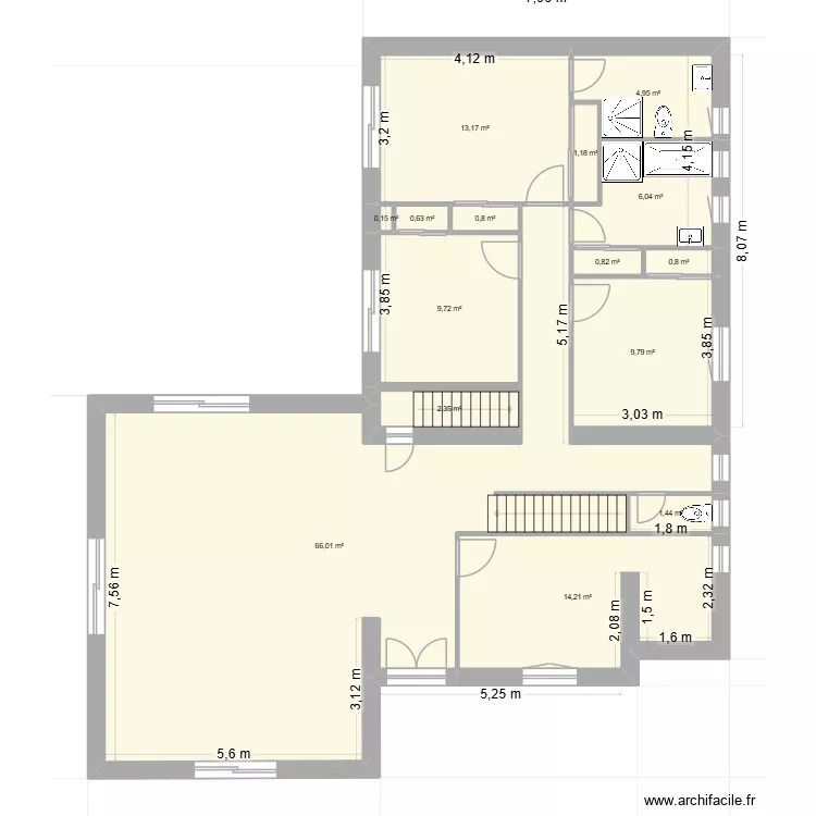 Le 148 - Plan actuel. Plan de 16 et 157 m² Le 148 - Plan actuel. Plan de 16 et 157 m²