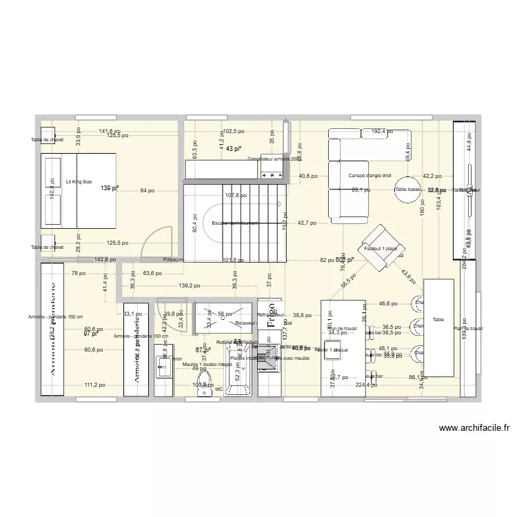 niveau 1 nouvel escalier (2). Plan de 5 pièces et 79 m²