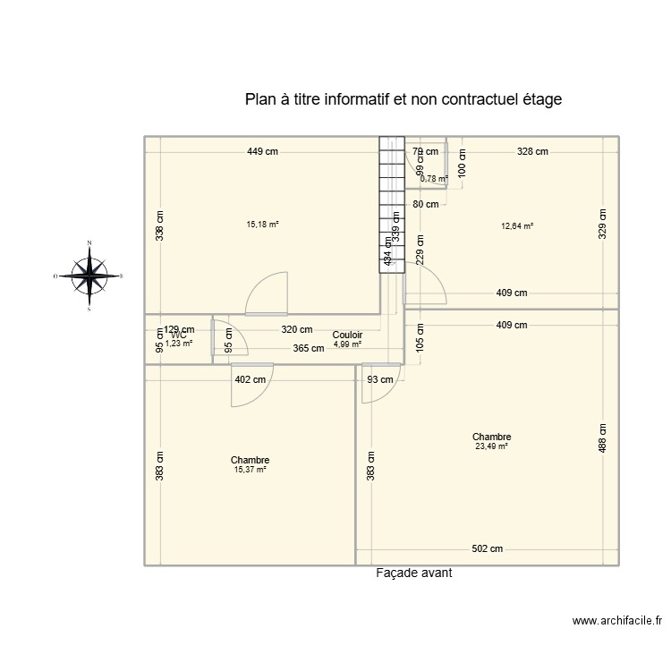 oignies étage. Plan de 7 pièces et 74 m2