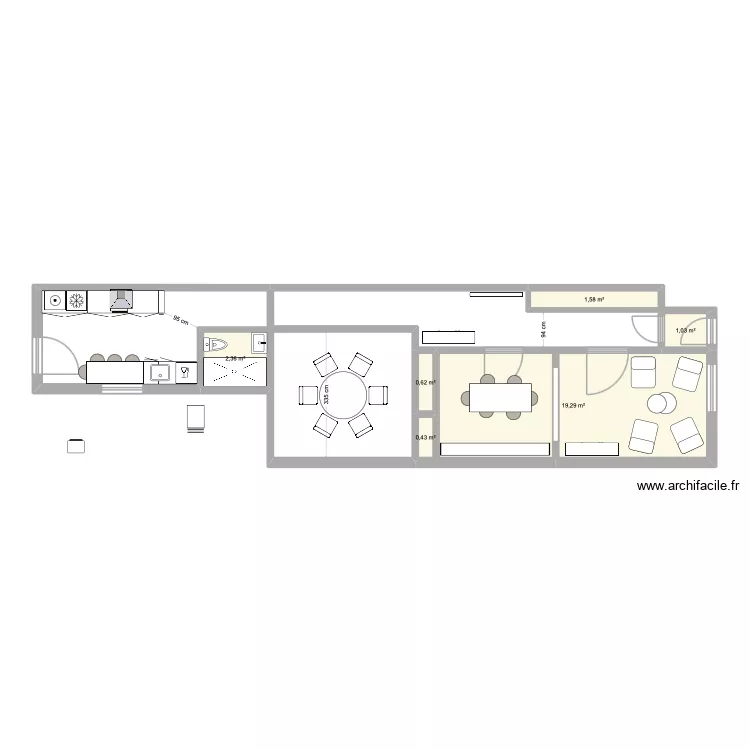 RDC 2e meublé. Plan de 6 Pièces et 25 m² RDC 2e meublé. Plan de 6 Pièces et 25 m²