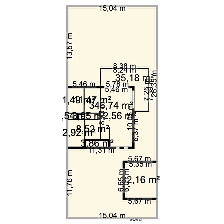 RP 65 Galinou. Plan de 11 pièces et 520 m2
