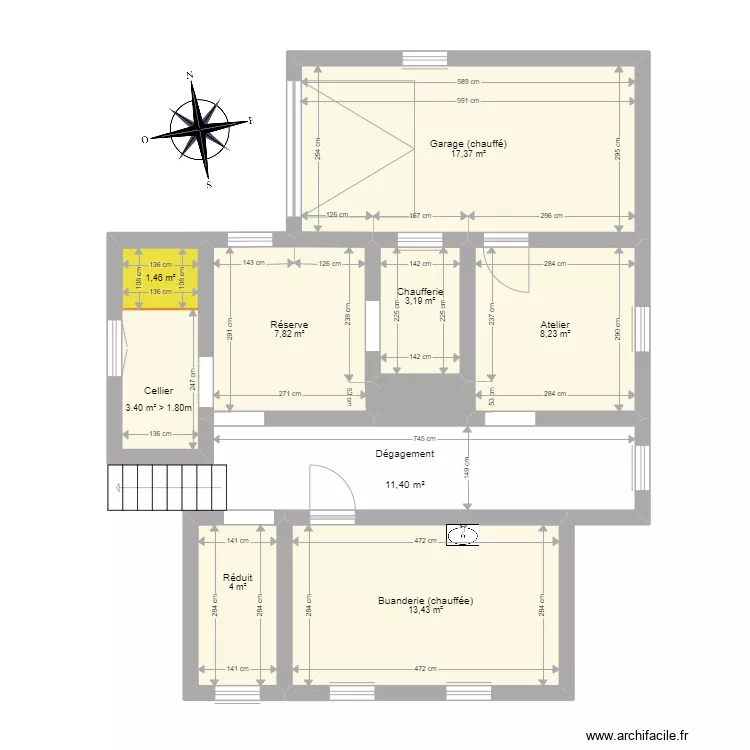 Kientzville, sous sol semi enterr&eacute;. Plan de 