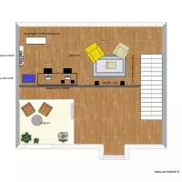 Wohnung Dana - Galerie - gemeinsamer Arbeitsplatz- Variante USM blau mit gelben Sessel