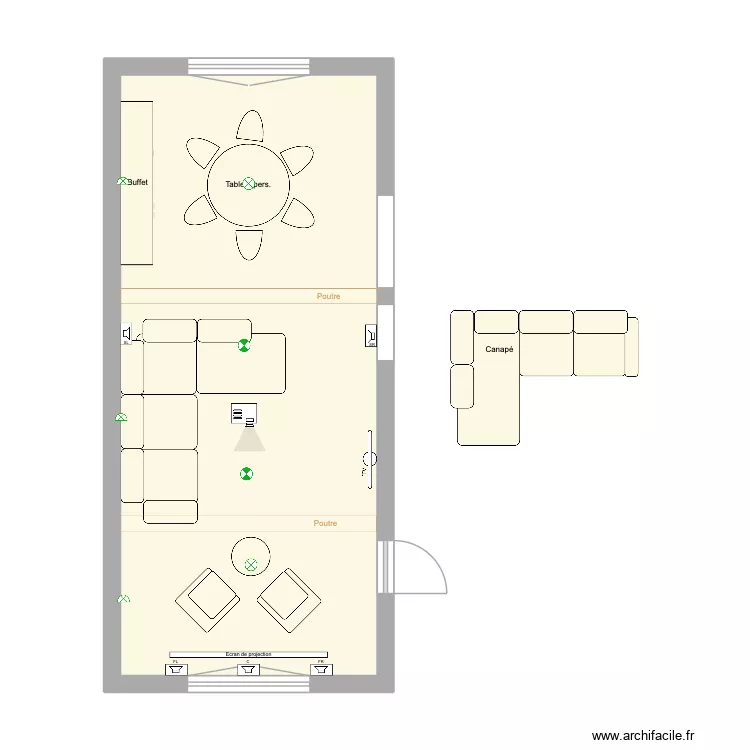 Sejour7. Plan de 1  et 35 m²