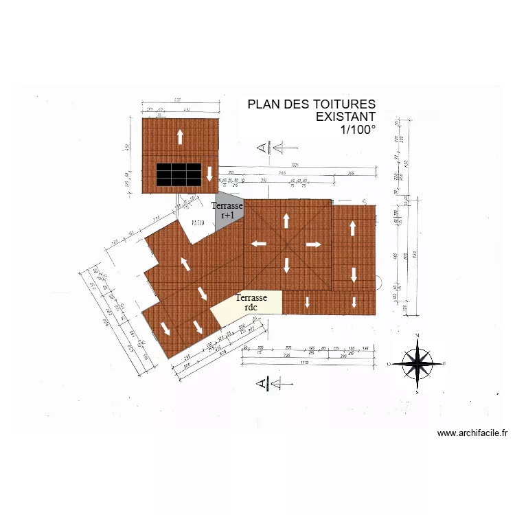 gorguette toitures existant. Plan de gorguette toitures existant. Plan de