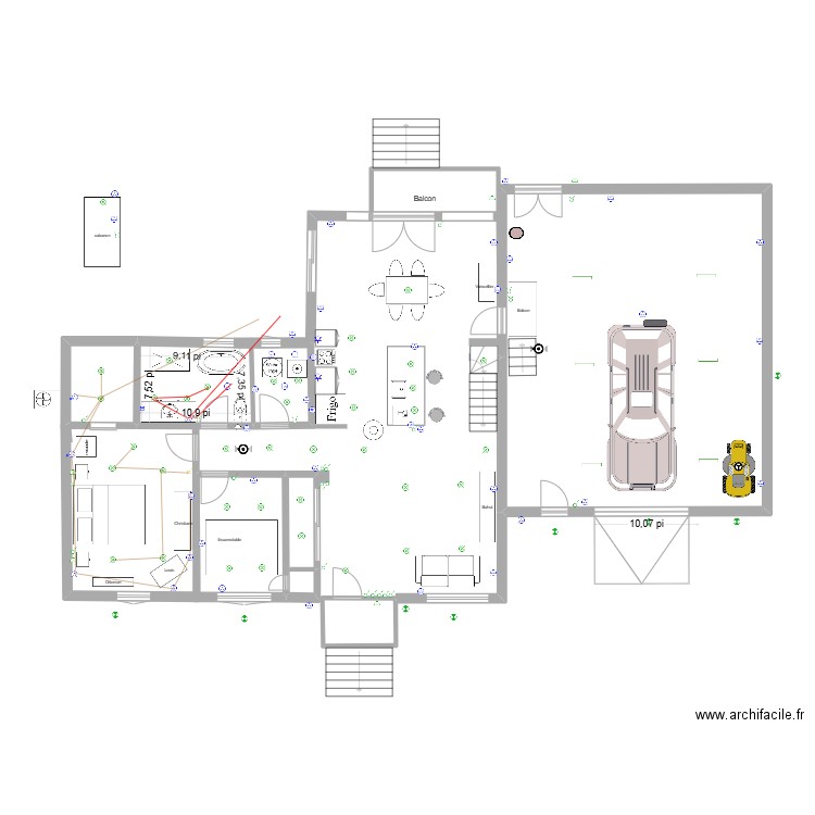 134 Neuf electrique. Plan de 8 pièces et 104 m2