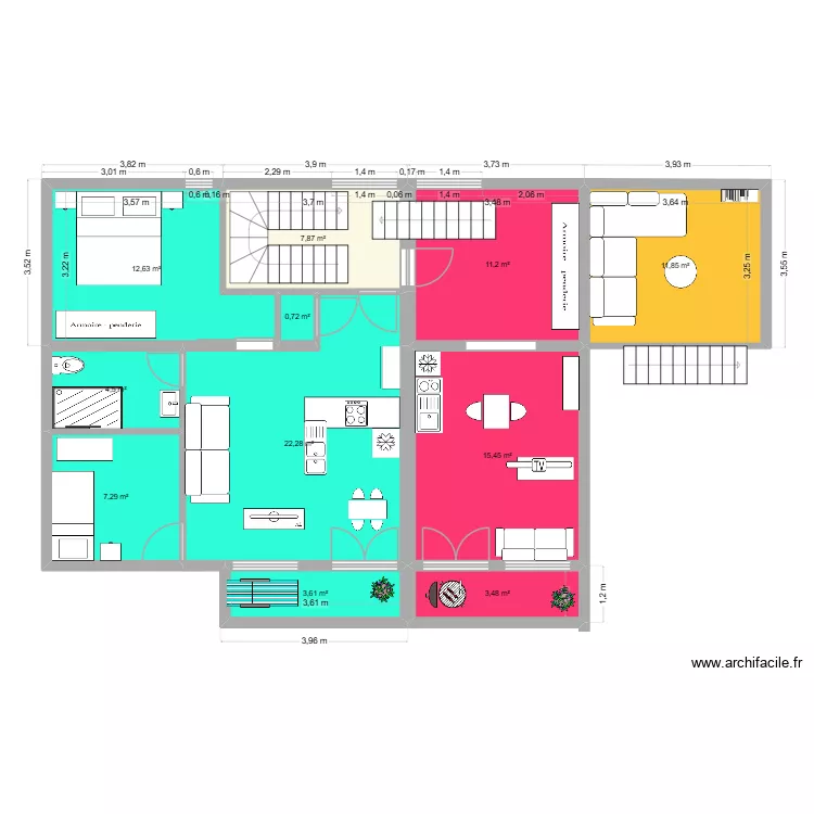 &eacute;tage gite idee 2. Plan de 11  et 101 m²