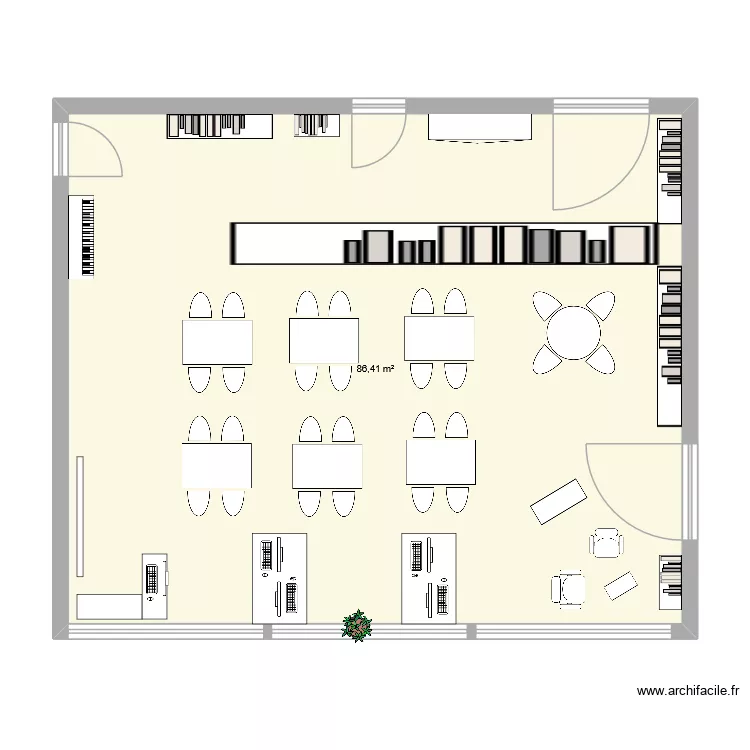 CDI Petite salle. Plan de 1  et 86 m²