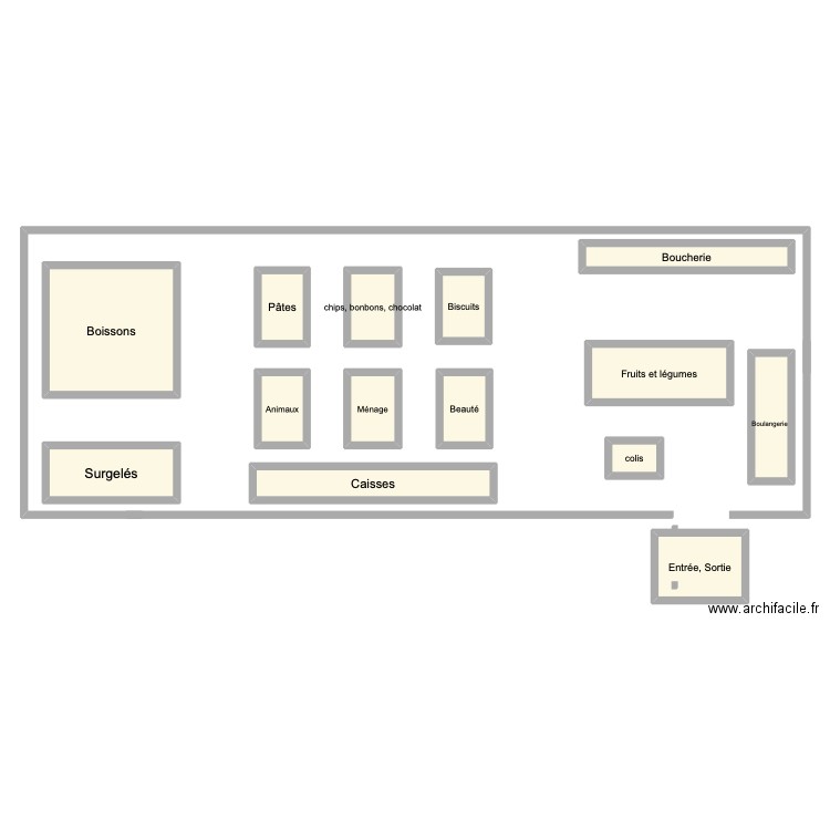 intermarche. Plan de 14 pièces et 122 m2