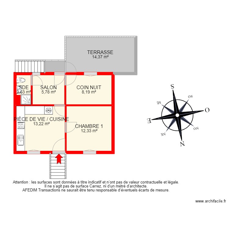 BI 16965 - . Plan de 7 pièces et 58 m2