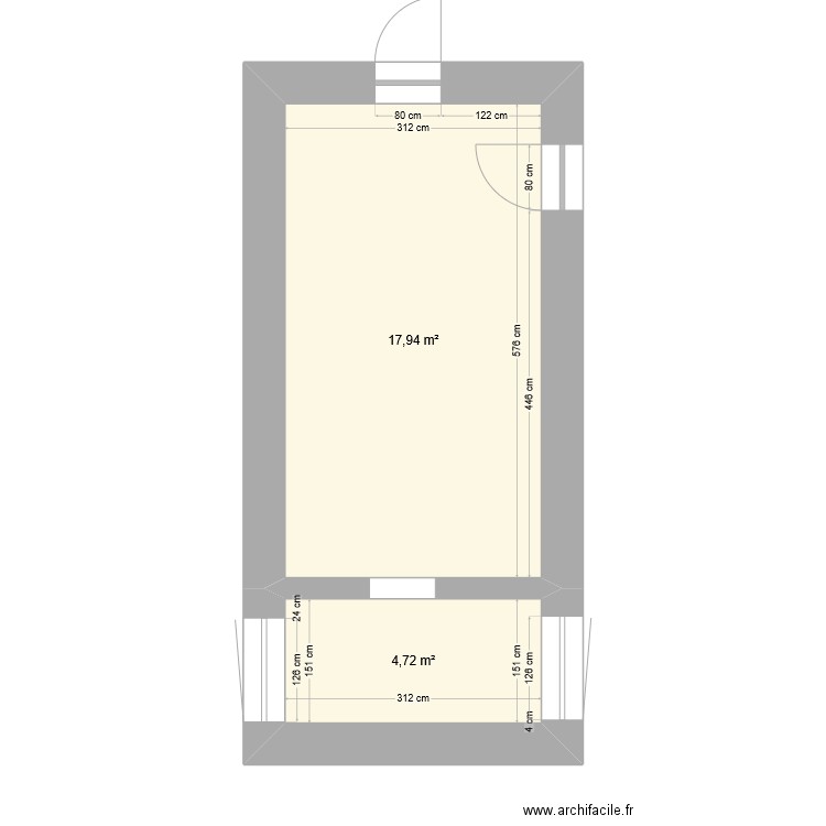 Studio Cité Henri. Plan de 2 pièces et 23 m2