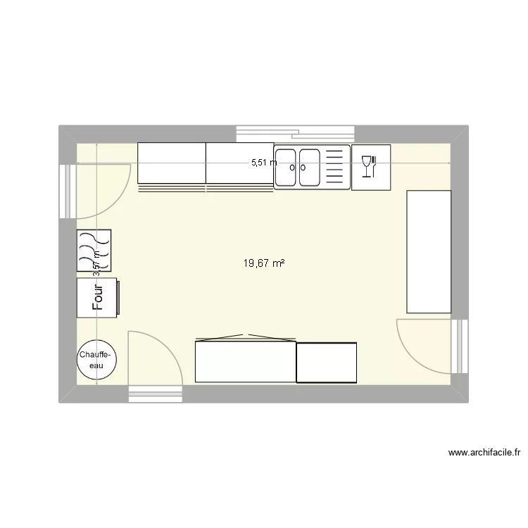 JM CUISINE. Plan de 1 pièce et 20 m²